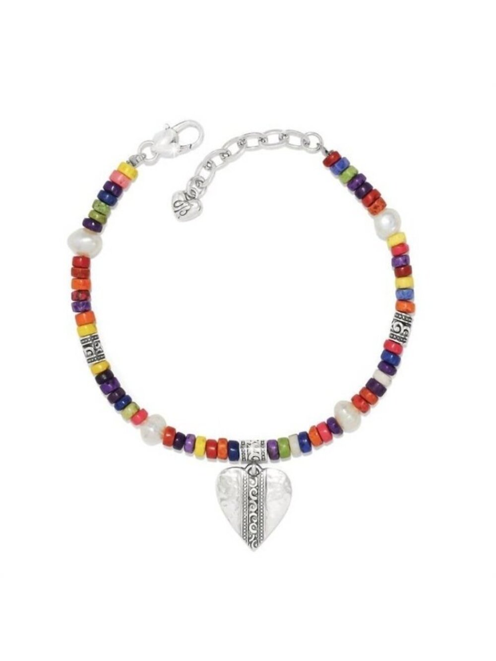 Brighton Mingle Medley beaded heart bracelet NWT JF0197 stretch $78